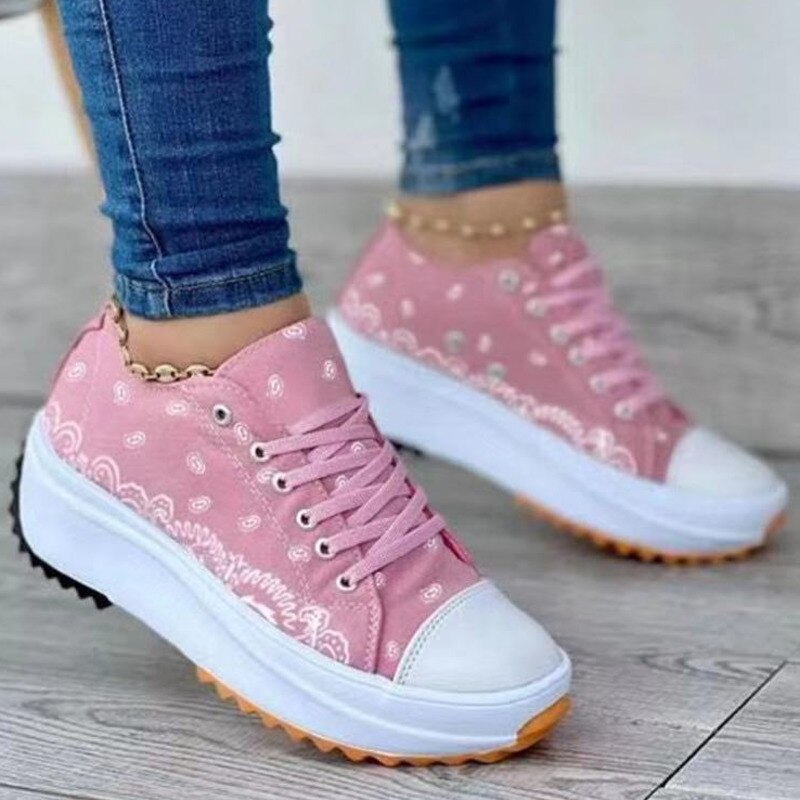 2022 Pattern Canvas Women Sneakers Casual Sport Shoes