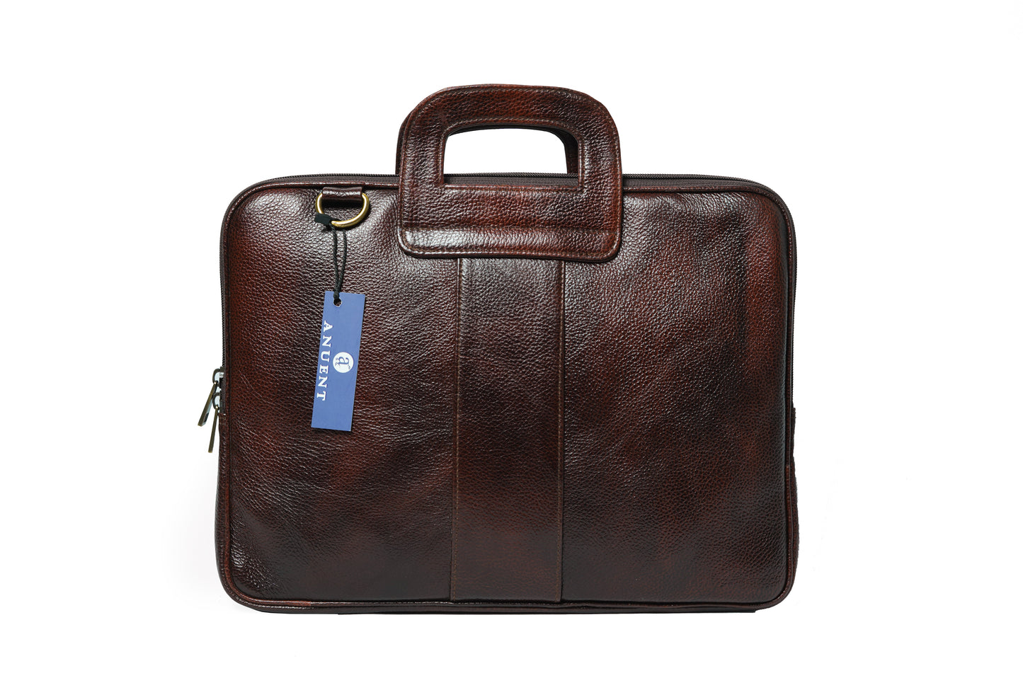 ANUENT Handmade Brown Leather Briefcase Mens.