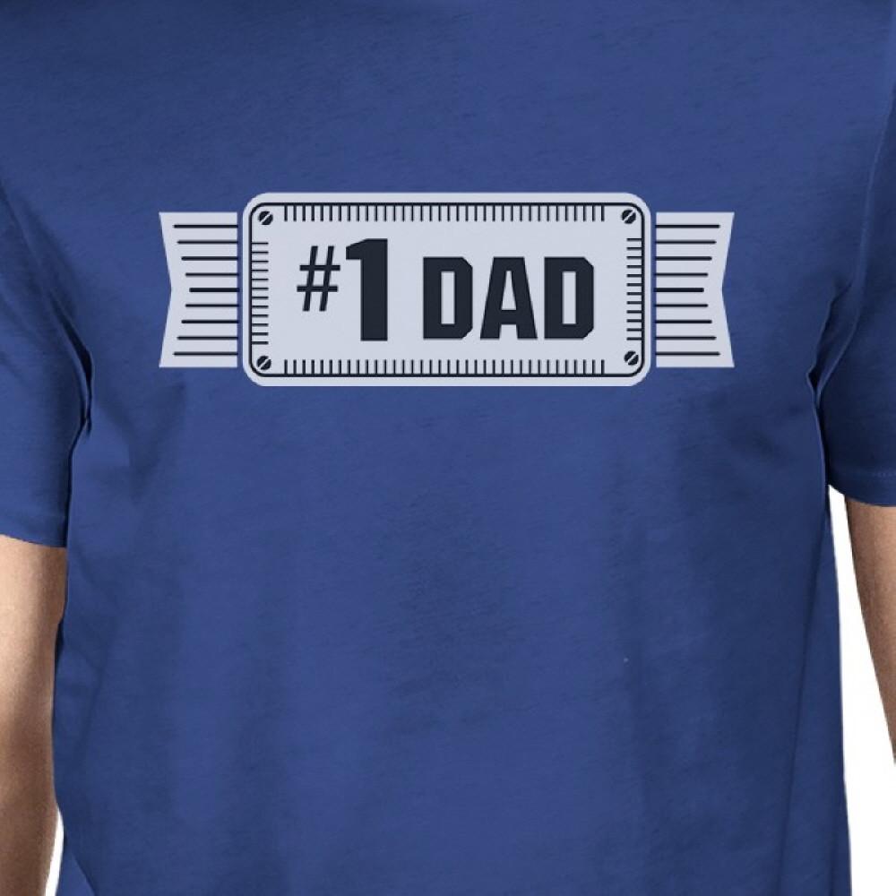 #1 Dad Mens Blue Cotton T-Shirt Vintage Design