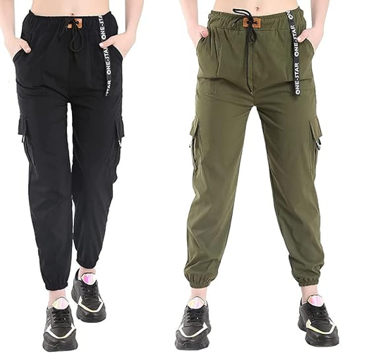 Women's Relaxed Fit Toko Cargo Joggers/Pants with Pockets Pack of 2